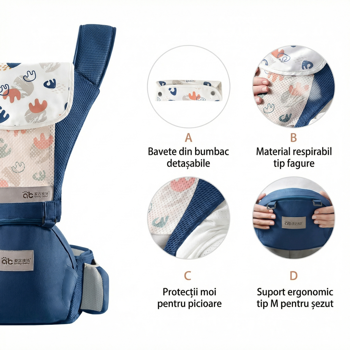 Marsupiu Ergonomic cu Scaun pe Șold pentru Bebeluși, 0–36 luni