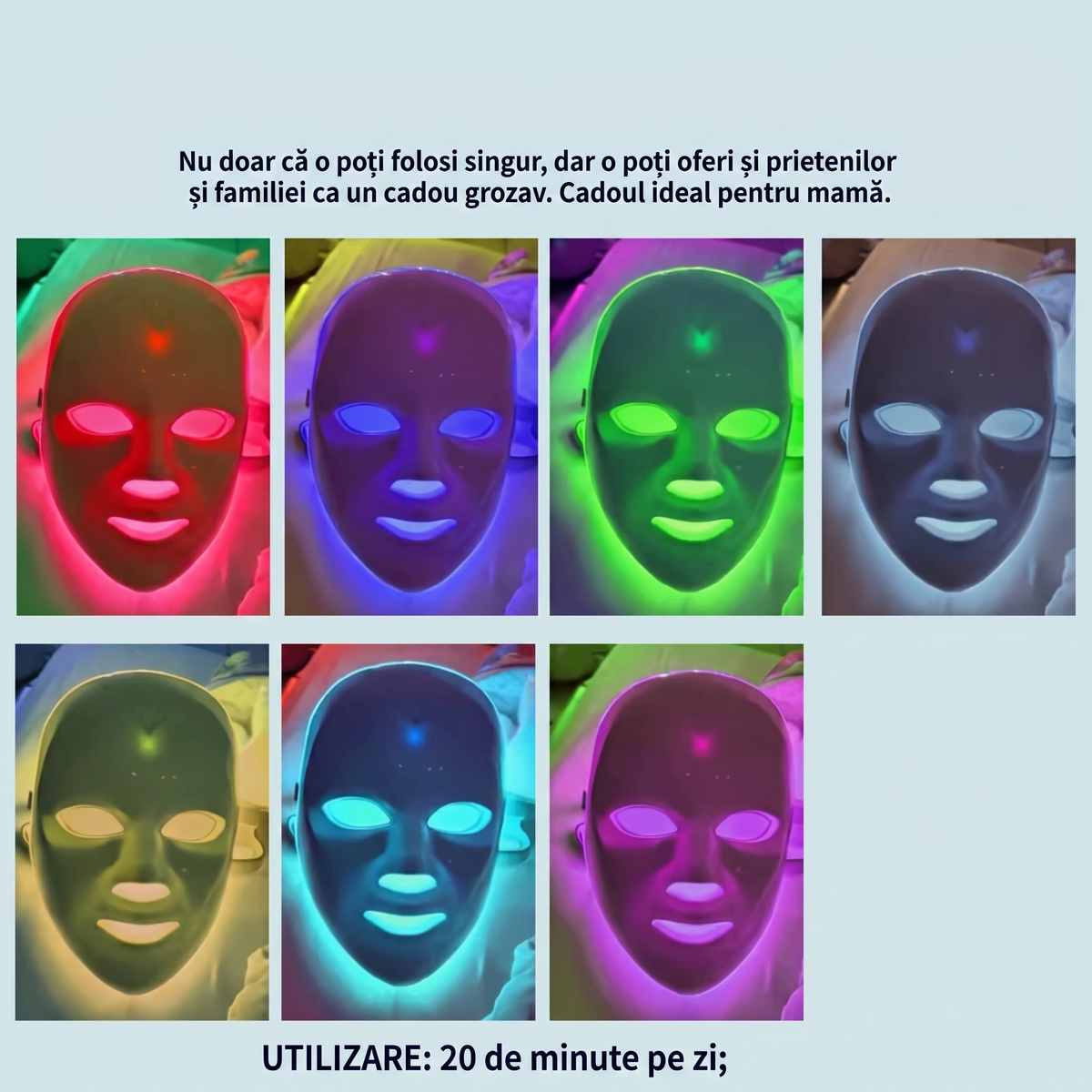 Masca Facială cu LED cu 7 Culori