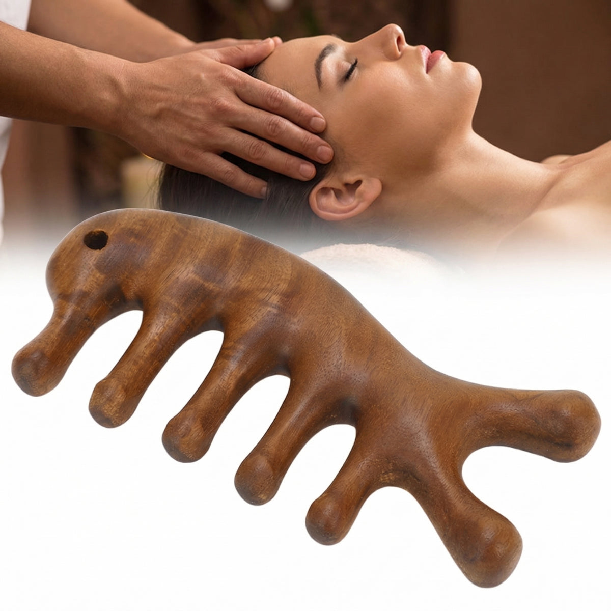 Pieptene Gua Sha din Lemn de Santal