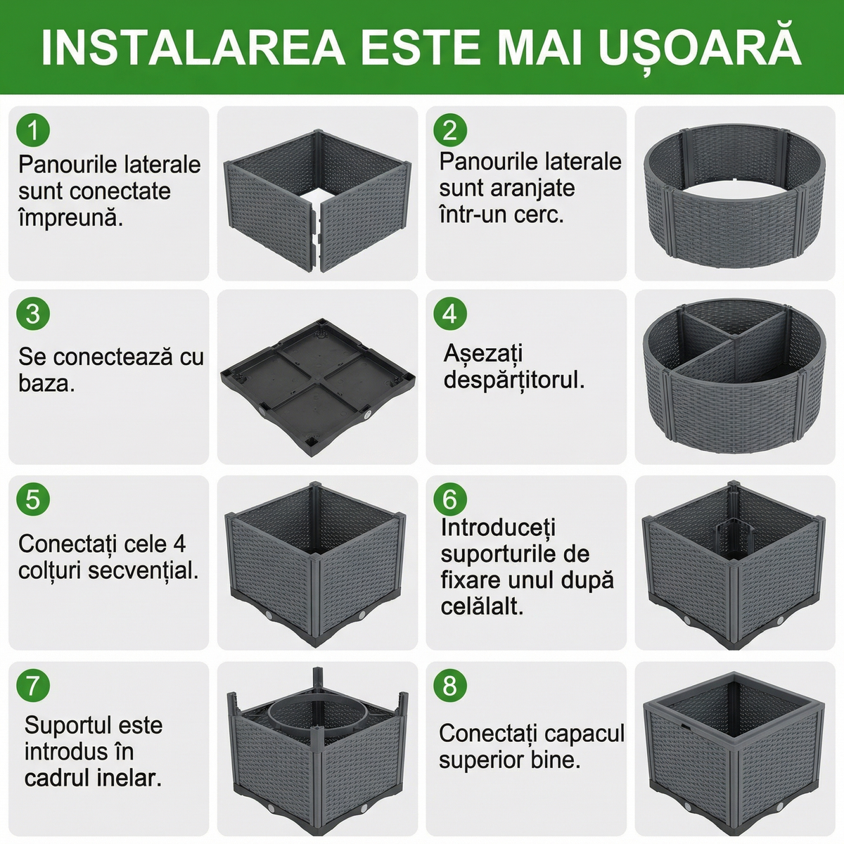 Ghiveci cu Sistem de Udare Automată pentru Plante Cățărătoare