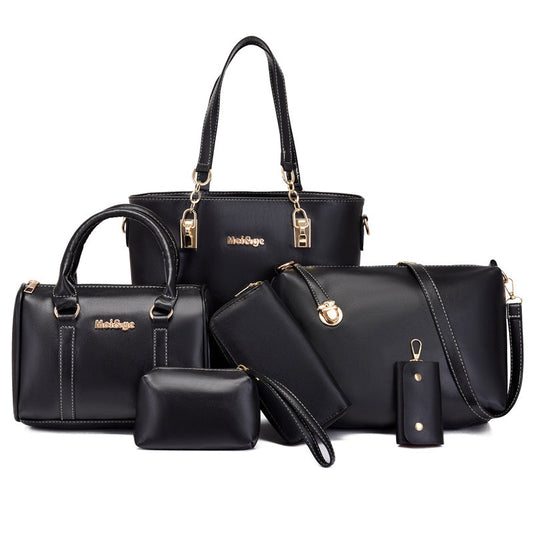 Set 6 Genti din Piele Ecologica, Model Lucios, Negru