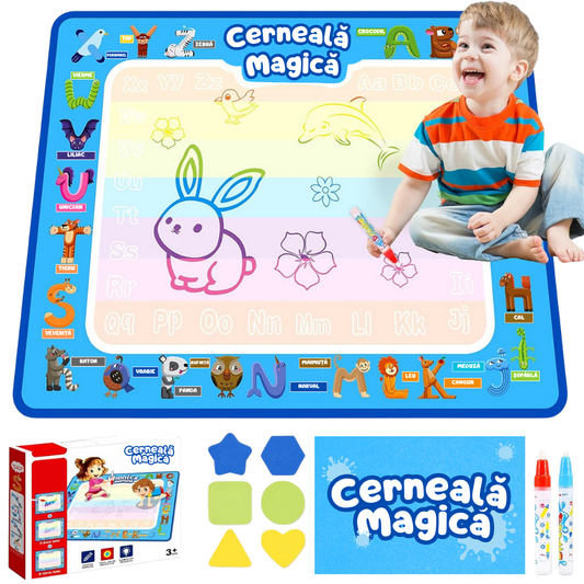 Covoraș Magic™ – Set pentru Desen Fără Murdărie cu Apă + 3 Markere Cadou