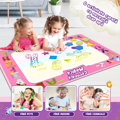Covoraș Magic™ – Set pentru Desen Fără Murdărie cu Apă + 3 Markere Cadou