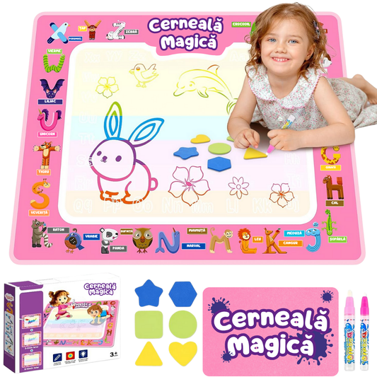 Covoraș Magic™ – Set pentru Desen Fără Murdărie cu Apă + 3 Markere Cadou