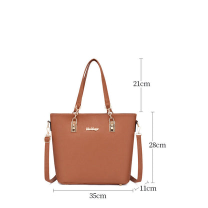 Set 6 Genti din Piele Ecologica, Model Granulat, Cognac