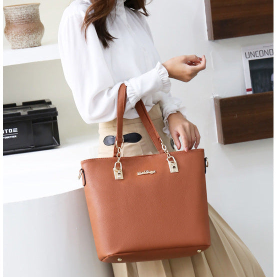 Set 6 Genti din Piele Ecologica, Model Granulat, Cognac