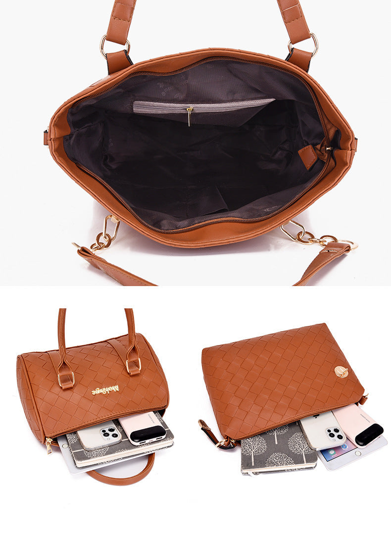 Set 6 Genti din Piele Ecologica, Model Impletit, Negru