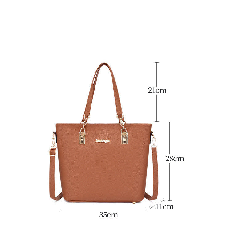 Set 6 Genti din Piele Ecologica, Model Granulat, Cognac