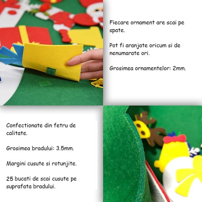 Brad Montessori din Fetru cu 25 de Decoratiuni