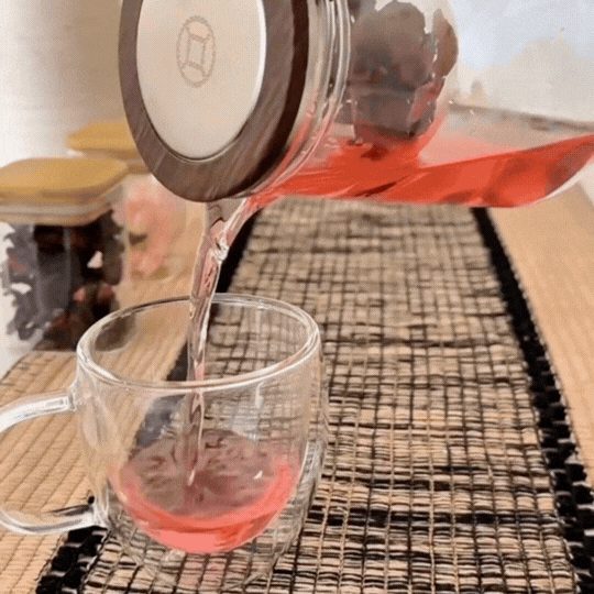 Pahar 2 în 1 — Pahar și Ceainic 600 ml din Sticlă cu Mâner de Lemn
