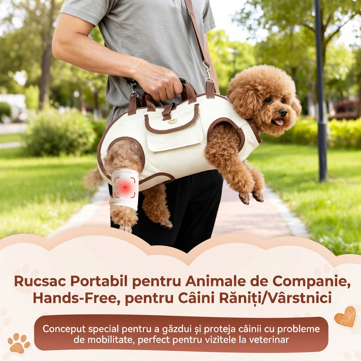 Set cu Ham și Lesă Tip Geantă pentru Căței