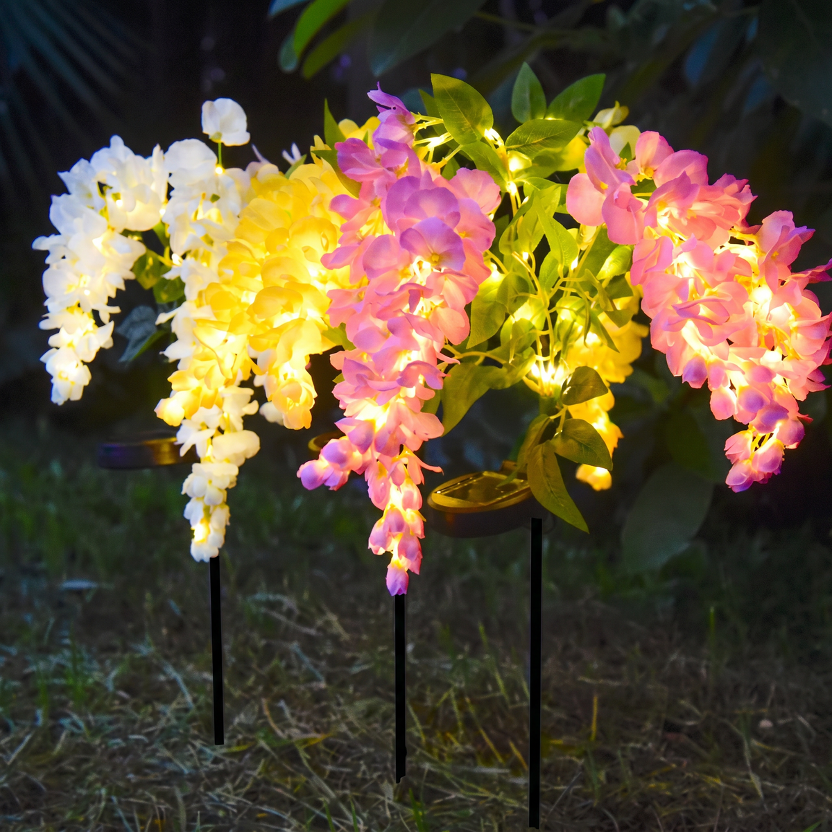 Set 2 Lămpi Solare LED Decorative Tip Flori Căzătoare