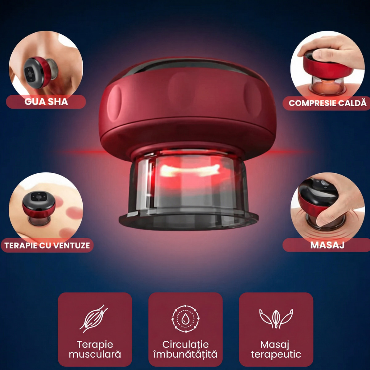 Aparat Electric cu Ventuze pentru Masaj