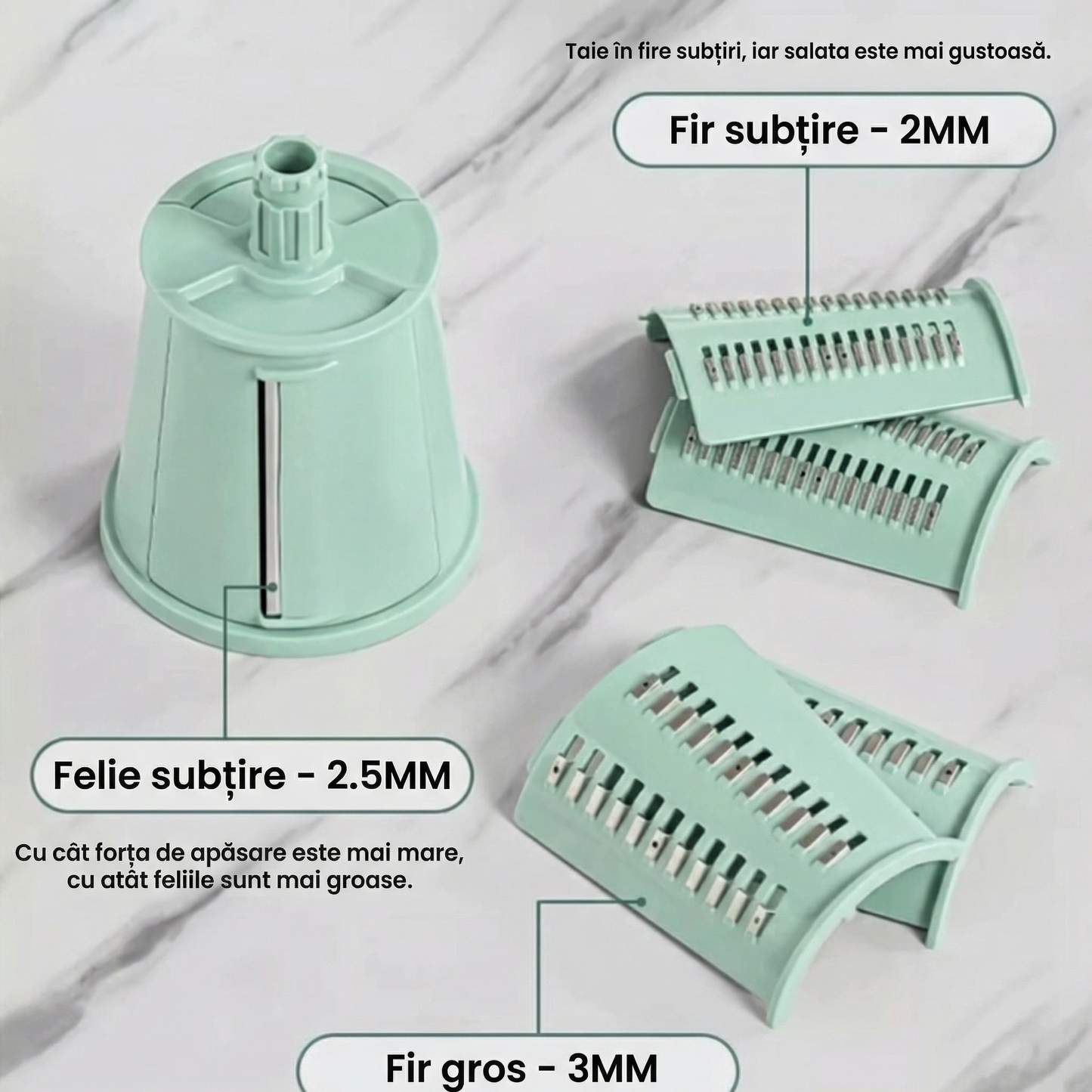 Răzătoare de Legume cu Mandolină, 5 Lame Interschimbabile