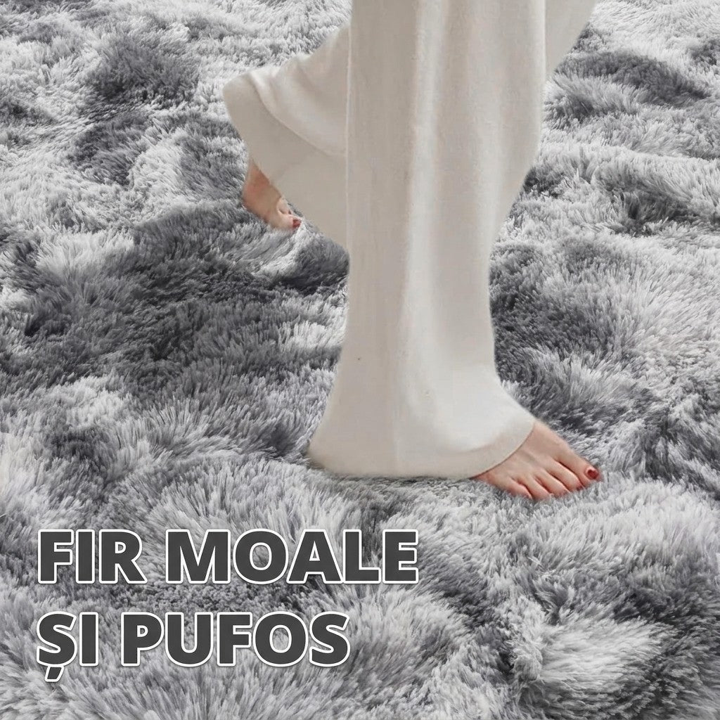 Covor pufos gri deschis 200x280 cm – fir moale și pufos