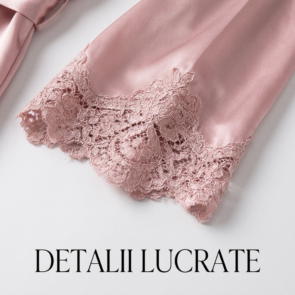 Set 5 pijamale din satin cu dantelă